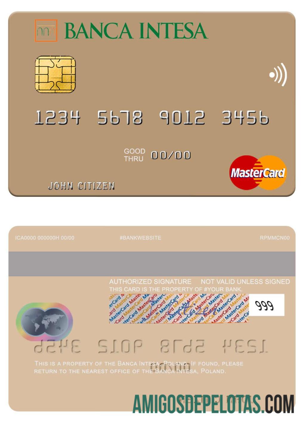 Poland Banca Intesa Mastercard sample
